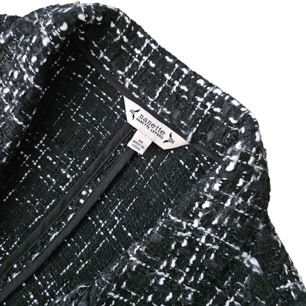 Nanette Lepore Black & White Tweed Blazer Jacket - Picture 3 of 5
